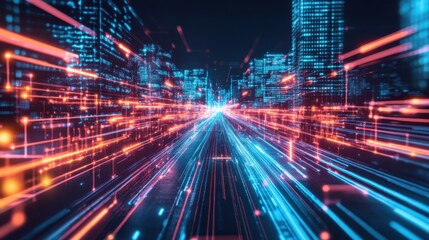 Fototapeta premium High-tech digital transformation roadmap with key