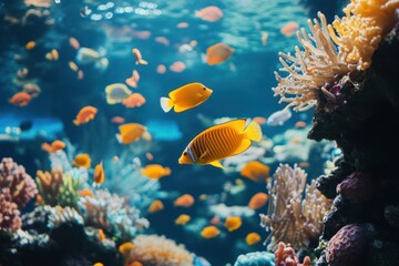 Obraz premium Vibrant Underwater Paradise with Orange Fish and Coral