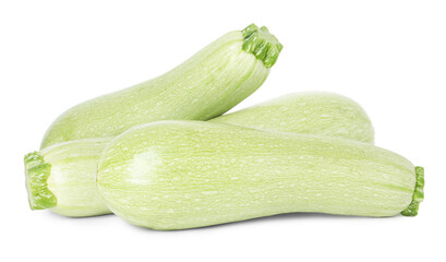 Many fresh ripe zucchinis isolated on white