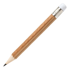 A single blown pencil with a white eraser, angled,  isolated on a  transparent background