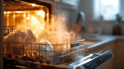 Steam Rising from a Dishwasher
