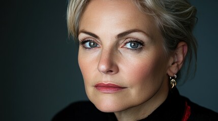 Fototapeta premium Beautiful Middle-Aged Woman: Headshot Portrait of Mature Female Senior, Confidently Gazing at Camera