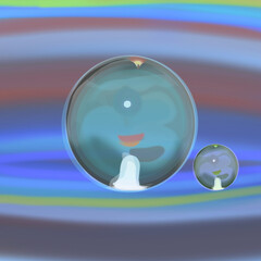 illustration of water drop icon forming two balls on colorful background