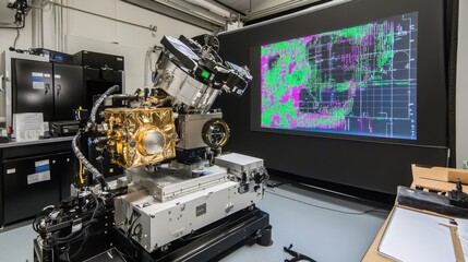 Fototapeta premium Space probe equipment in a high-tech lab, innovation and discovery in the field of astronomy.
