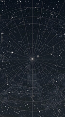 Fototapeta premium Starry night sky with constellations and grid lines, celestial map, cosmic, astronomy.