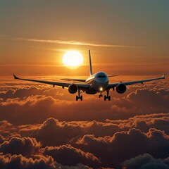 airplane in the sunset