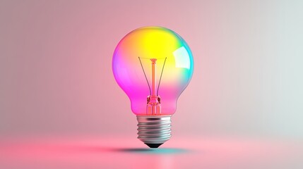 Colorful gradient light bulb on a soft background, creativity and innovation concept