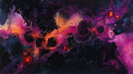 Abstract cosmic nebula with vivid colors and swirling patterns, space exploration concept
