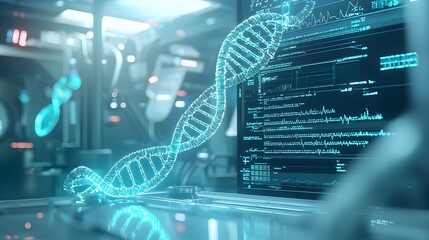 AI Powered Real Time Genetic Data Analysis in Futuristic Medical Lab