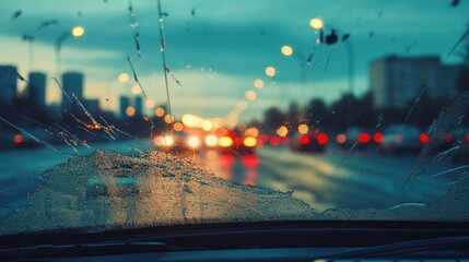 Cityscape Through a Car Window