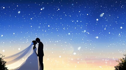 Naklejka premium Magical Wedding Background Under the Starry Sky