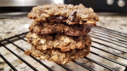 Delicious homemade banana oatmeal cookies, freshly baked to perfection. These cookies feature a soft and chewy texture, combining the natural sweetness of ripe bananas with the hearty flavor of oats. 