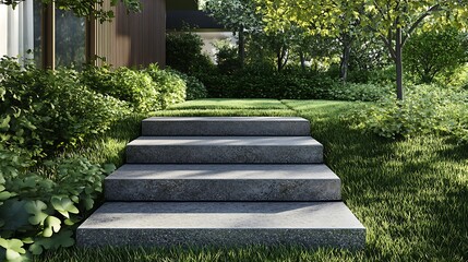 Stone Steps Leading to a Lush Garden