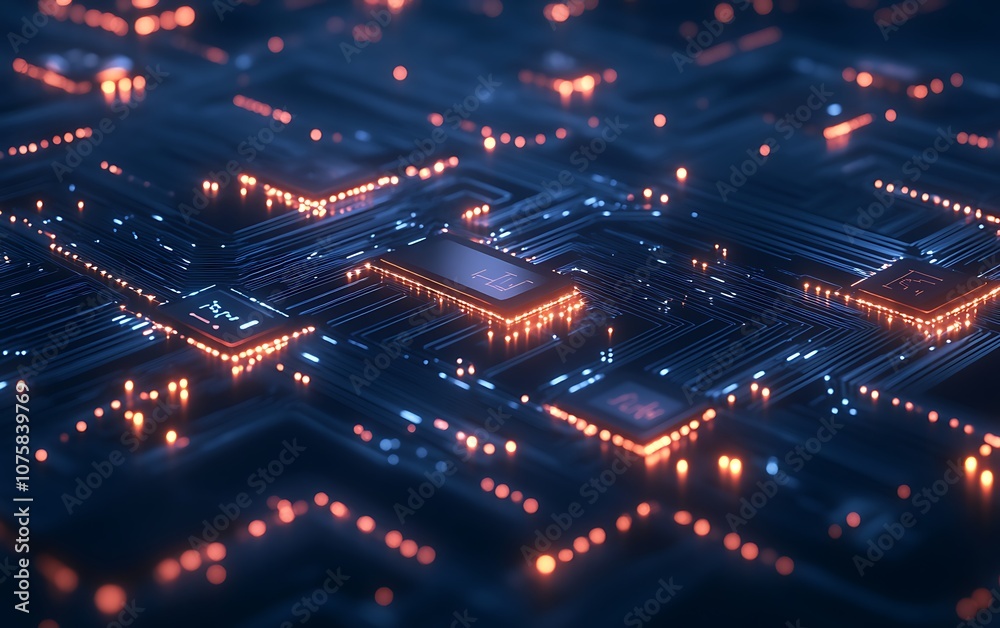 Aufkleber a vibrant, abstract representation of a circuit board, showcasing interconnected electronic elements