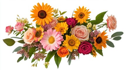 Naklejka premium A cheerful spring flower arrangement of daisies, sunflowers