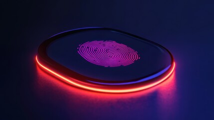 A glowing fingerprint scanner interface on a smart device unlocking