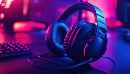 Gaming Headset in a Vibrant Neon Glow