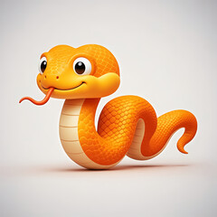 Fototapeta premium A bright yellow 3D snake image with realistic scale details, a coiled body, and a piercing gaze. The snake looks alive with lighting and shadow effects that enhance its 3D appearance.