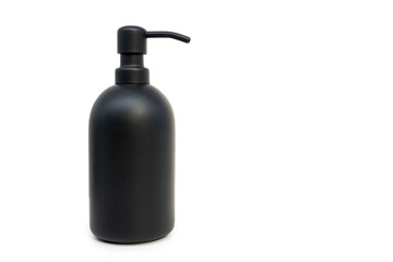 Fototapeta premium Black Bath accessories isolated on white background. Soap dispenser and other accessories for personal hygiene.