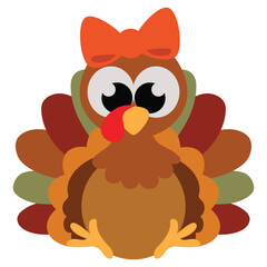 Cute thanksgiving turkey face vector cartoon illustration