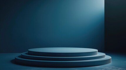 Obraz premium Three-tiered Circular Platform Against a Blue Wall