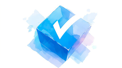 白背景に青いチェックボックスの水彩イラスト