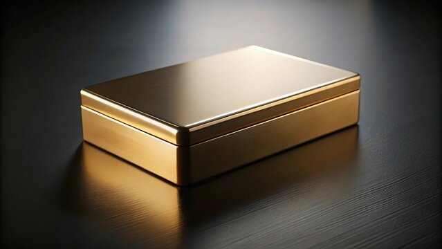 dark surface showcase elegant gold rectangular blank box bronze lid