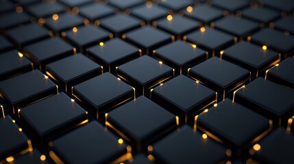 Fototapeta premium Abstract glowing black tiles with illuminated edges