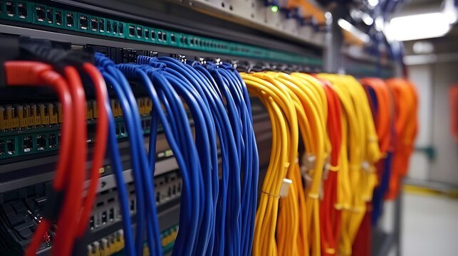 Close Up of Network Cables Connected to a Server