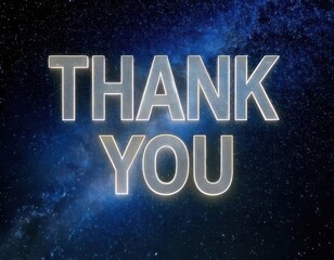 A thank message with the words thank you in front of a starr sky