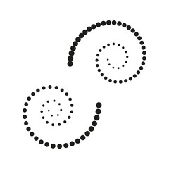 Dotted spiral shapes. Vector abstract circles. Geometric dot pattern. Dynamic swirling motion.