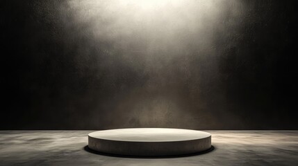 Circular Platform on a Gray Concrete Surface with Dramatic Lighting