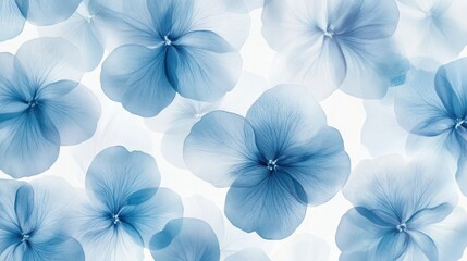 Fototapeta premium Elegant seamless pattern with soft blue flowers, scattered lightly across