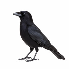 Fototapeta premium Black Crow Bird Isolated on White Background, black bird, raven, corvid, corvus, corvus corax