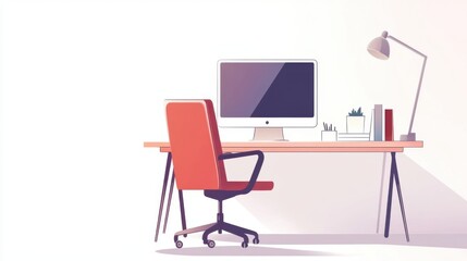 Flat vector design of a professional workspace: An empty desk