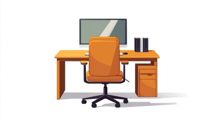 Fototapeta premium Flat vector design of a professional workspace: An empty desk