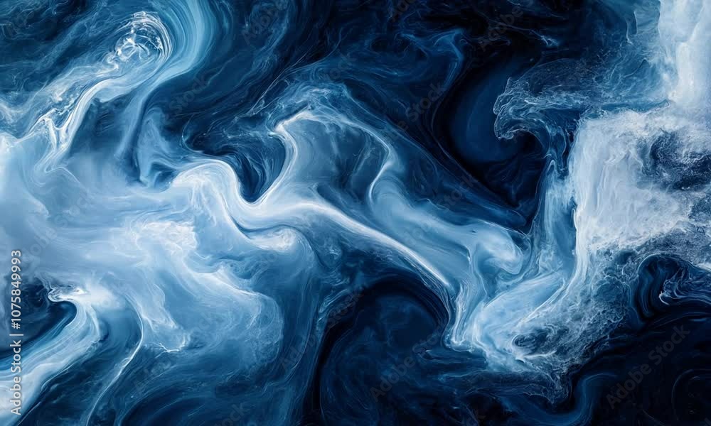 Aufkleber dynamic clouds of swirling blue and white smoke rolling in dramatic weather pattern : generative ai