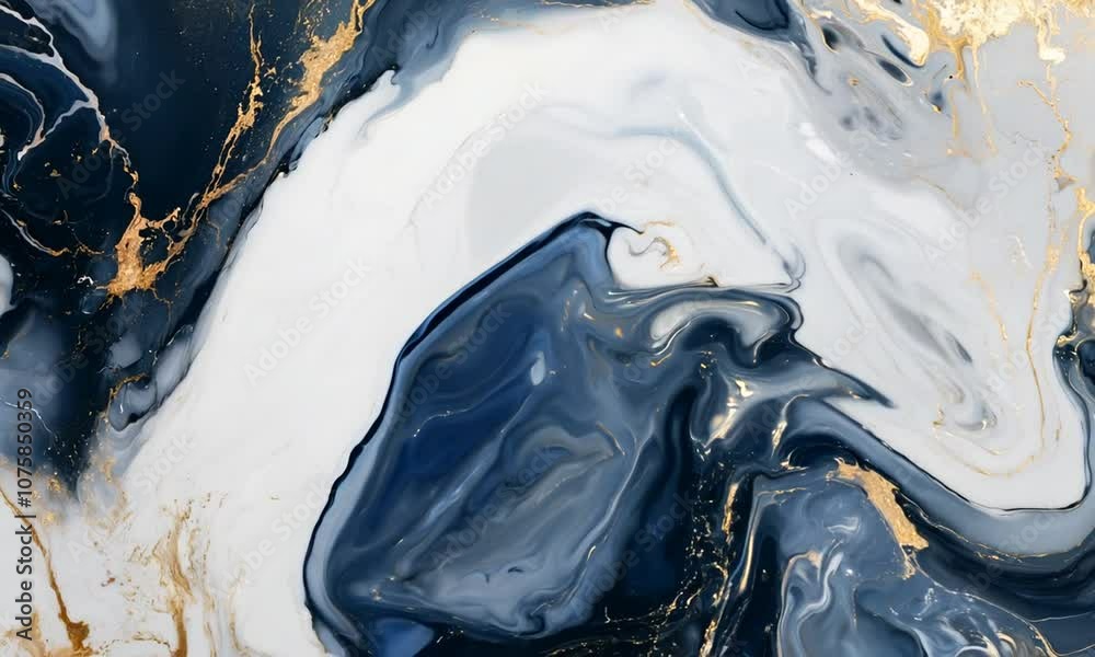 Poster abstract blue gold marble background texture with elegant veined patterns : generative ai