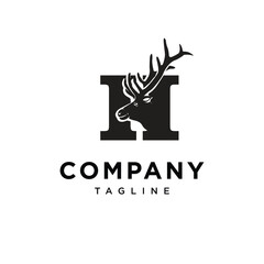 Letter H Elk Logo Icon Vector