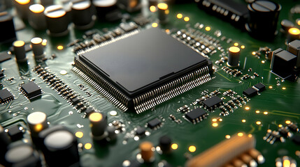 Circuit Board with Microchip, processor, cpu, motherboard, technology, electronics