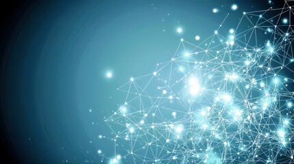Futuristic Abstract Background of Glowing Connections and Network Nodes in a Tech-Inspired Design with Bright Particles and an Etheric Feel