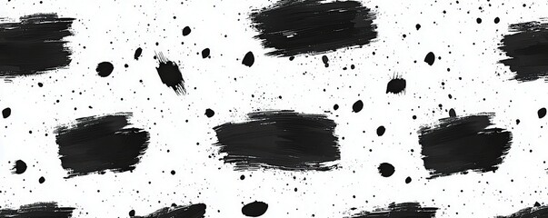 Fototapeta premium Abstract Black Paint Strokes on White Background with Random Splashes and Textures Ideal for Modern Art, Design, and Creative Projects in Various Applications