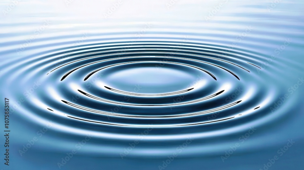 Poster Serene and Tranquil Water Surface with Gentle Ripples Creating a Circular Pattern in a Calm Reflection of Light, Ideal for Nature and Relaxation Themes