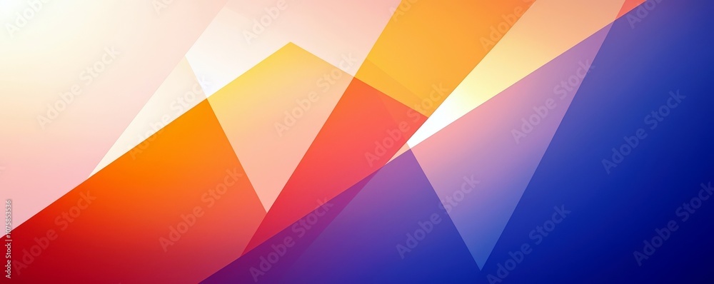 Poster colorful geometric abstract background with dynamic triangular shapes and gradients in warm tones of