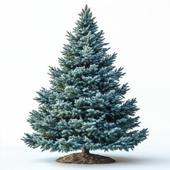 Fototapeta premium Conical Blue Christmas Tree with Dense Needles - Winter Festive Display, Christmas Decoration