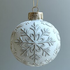 Fototapeta premium Delicate Blue and White Snowflake Ornament, Christmas Tree Decor, Winter Holiday Ornament