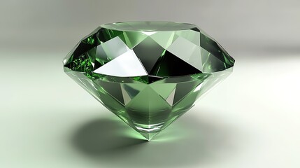 A sparkling green diamond, shining with vivid color and brilliance. Its intricate facets reflect light in a mesmerizing display, showcasing the rare beauty of this precious gemstone.