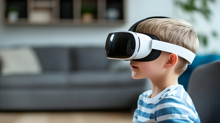 Boy Experiencing Virtual Reality, child, kid, young, male, childlike