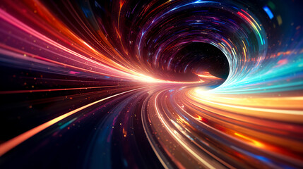 Obraz premium 宇宙空間のカラフルなワームホールのイメージ背景
