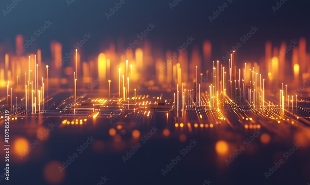 Poster the image depicts an abstract digital landscape with glowing lines and nodes, suggesting a futuristi